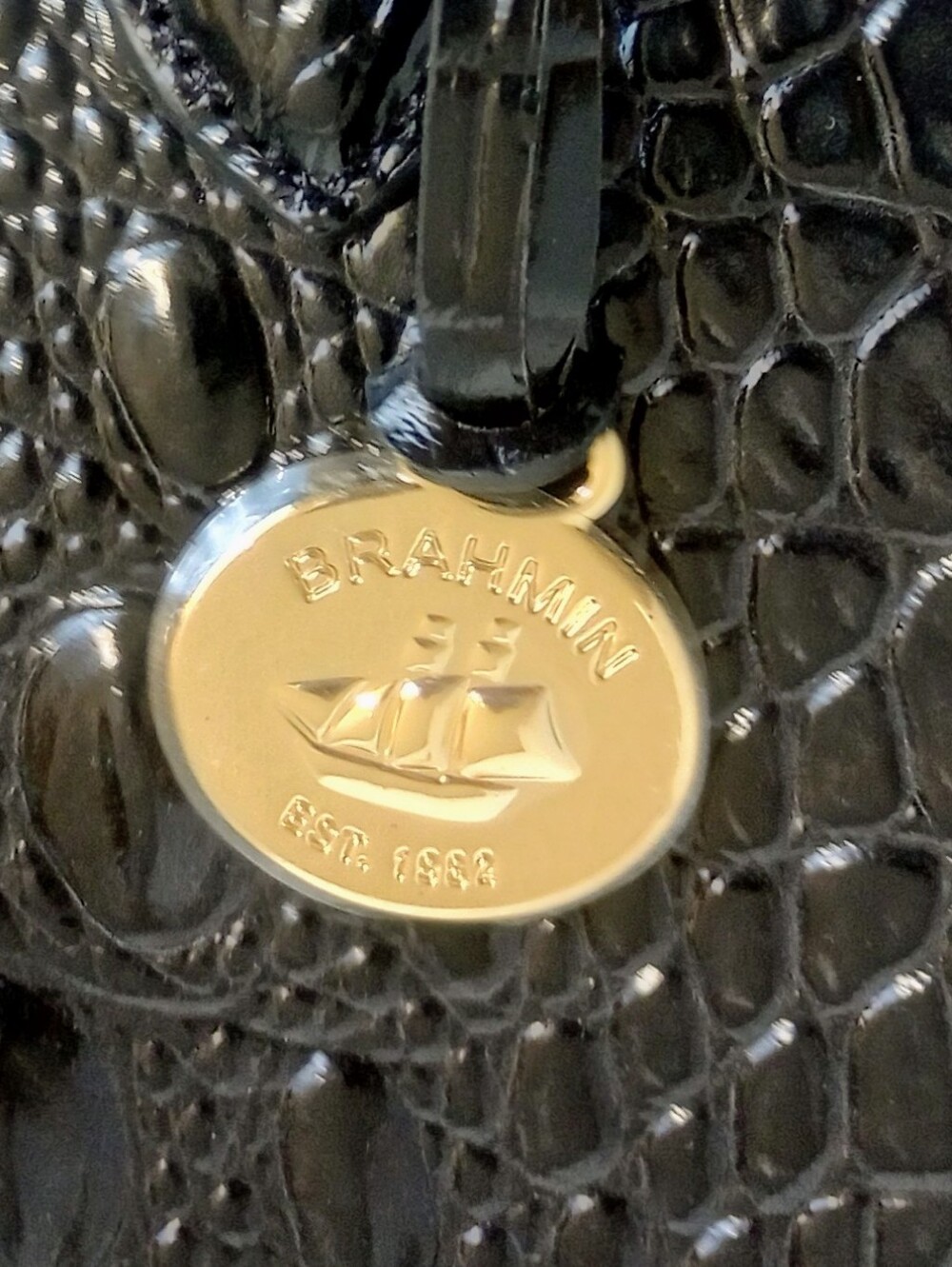 Brahmin Caroline Black Melbourne Satchel With Shoulder Strap - Picture 7 of 12